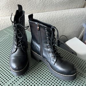 Black Moto Combat Boots